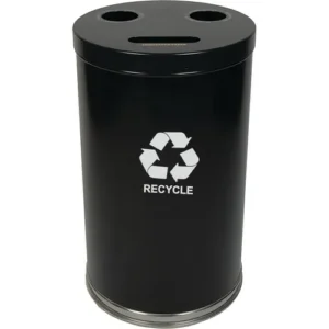 Recycling unit, 2 each 7" round openings, 2 liners, black