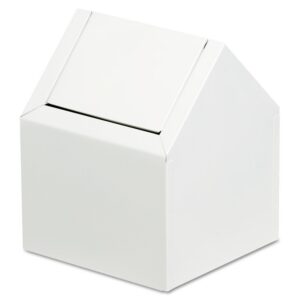 Hamper and swing top receptacle, white