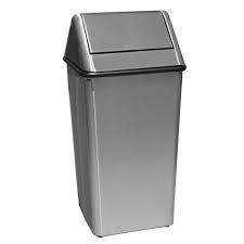 Hamper and swing top receptacle, white