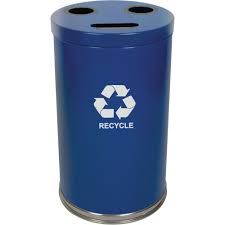 Recycling unit, 2 each 7" round openings, 2 liners, blue